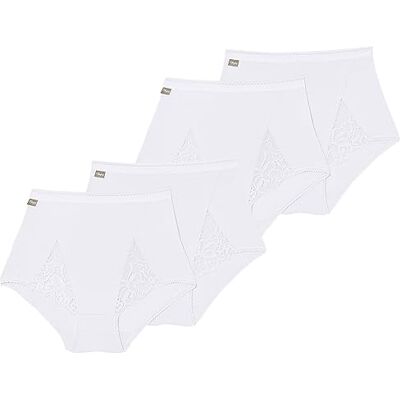 Playtex Pack Womens elastiska bomull maxi trosor med spets x4 Vit 4XL, Vit, 4XL Playtex Pack Womens elastiska bomull maxi trosor med spets x4 Vit 4XL, Vit, 4XL