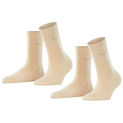 ESPRIT dam Strumpor Uni Multipack W So bomull enfärgat 2 par, Beige Cream 4011, 39-42 ESPRIT dam Strumpor Uni Multipack W So bomull enfärgat 2 par, Beige Cream 4011, 39-42
