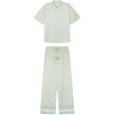 women'secret Dam Set Geometriskt Tryck Capri Skjorta Pyjamas, Grönt tryck, S women'secret Dam Set Geometriskt Tryck Capri Skjorta Pyjamas, Grönt tryck, S