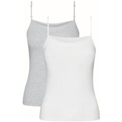 Tommy Hilfiger 2-pack Cami med spets, Vit/grå ljung, S Tommy Hilfiger 2-pack Cami med spets, Vit/grå ljung, S