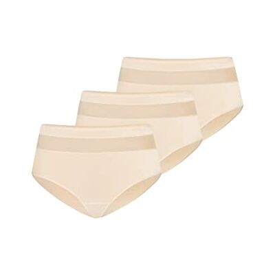 Teyli Damtrosor, midjetrosor, bomull, hög midja, 3-pack, Beige, XL Teyli Damtrosor, midjetrosor, bomull, hög midja, 3-pack, Beige, XL