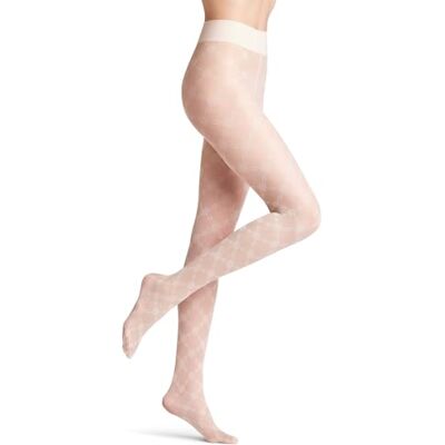 FALKE dam High Waist Naked Grace 20 Den W Ti transparent mönstrade strumpbyxor (1-pack), Vit champagne 2579, M-L FALKE dam High Waist Naked Grace 20 Den W Ti transparent mönstrade strumpbyxor (1-pack), Vit champagne 2579, M-L