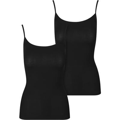Urban Classics Undertröja för kvinnor, bambu, linne, 2-pack, spagettiband, topp, mjuk och andningsbar, bärtopp av bambuviskos, storlekar XS – XL, Svart + svart, S Urban Classics Undertröja för kvinnor, bambu, linne, 2-pack, spagettiband, topp, mjuk och andningsbar, bärtopp av bambuviskos, storlekar XS – XL, Svart + svart, S