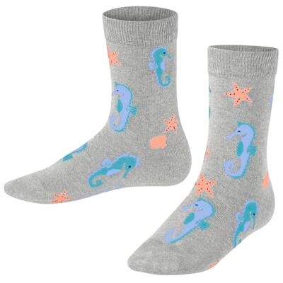 FALKE unisex barn Lovely Seahorses strumpor ventilerande bomull mönstrad 1 par, Grå Heather 3223), 19-22 EU FALKE unisex barn Lovely Seahorses strumpor ventilerande bomull mönstrad 1 par, Grå Heather 3223), 19-22 EU