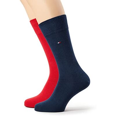 Tommy Hilfiger herrstrumpor dubbelpack röd/mörkblå, tommy original, 39-42 EU Tommy Hilfiger herrstrumpor dubbelpack röd/mörkblå, tommy original, 39-42 EU