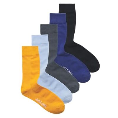JACK & JONES Jacchester solida strumpor 5-pack, Beaucoup Blue, one size JACK & JONES Jacchester solida strumpor 5-pack, Beaucoup Blue, one size