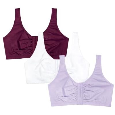 Fruit of the Loom Dam främre stängning bomull bh sport, ogenomskinlig, lila viskning/vit/lila sammet, 42 (förpackning med 3), Lila viskande/vit/lila sammet, 95 Fruit of the Loom Dam främre stängning bomull bh sport, ogenomskinlig, lila viskning/vit/lila sammet, 42 (förpackning med 3), Lila viskande/vit/lila sammet, 95