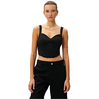 Koton dam strappy korsett topp, Svart (999), L Koton dam strappy korsett topp, Svart (999), L