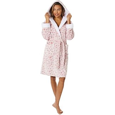 Light & Shade Dam supermjuk fleece morgonrock rock, stjärna – rosa, L/XL Light & Shade Dam supermjuk fleece morgonrock rock, stjärna – rosa, L/XL