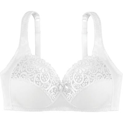 DORINA Ofodrad bralette utan bygel, lätt tunn bh för stora storlekar, Georgina D1427A, elfenben svart, VIT, 80B DORINA Ofodrad bralette utan bygel, lätt tunn bh för stora storlekar, Georgina D1427A, elfenben svart, VIT, 80B