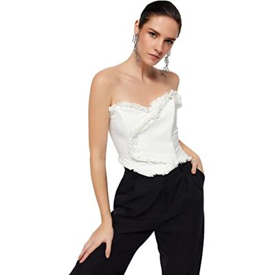 Trendyol kvinnor anpassad basic älskling vävd bustier, Ecru, 68 SE Trendyol kvinnor anpassad basic älskling vävd bustier, Ecru, 68 SE