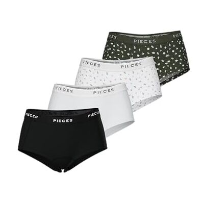 PIECES Pclogo Lady 4-pack AOP/Solid Noos Bc, Skogsnatt, x_s PIECES Pclogo Lady 4-pack AOP/Solid Noos Bc, Skogsnatt, x_s