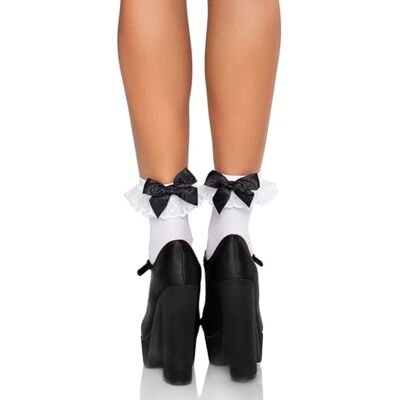 Leg Avenue 3029 Nylonsöckchen Mit Rüsche Und Satinschleife Damen Strümpfe Schwarz Dessous Reizwäsche, Einheitsgröße (EUR 36-40) Leg Avenue 3029 Nylonsöckchen Mit Rüsche Und Satinschleife Damen Strümpfe Schwarz Dessous Reizwäsche, Einheitsgröße (EUR 36-40)