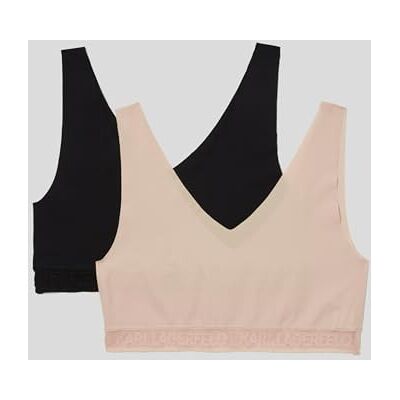 KARL LAGERFELD Dam Ultralight Logo Bralette (Set med 2), Svart/Beige, M KARL LAGERFELD Dam Ultralight Logo Bralette (Set med 2), Svart/Beige, M