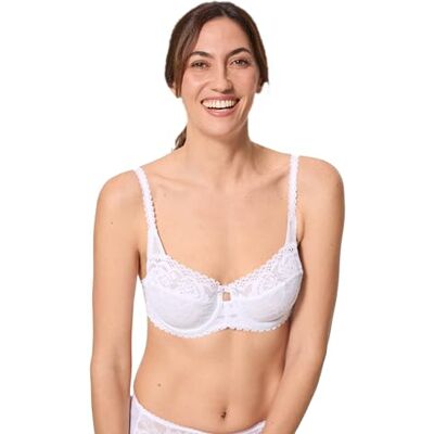 Playtex Balconnet Flower Elegance 3/4 Cup BH dam x1, Vitt och blått, 90C Playtex Balconnet Flower Elegance 3/4 Cup BH dam x1, Vitt och blått, 90C