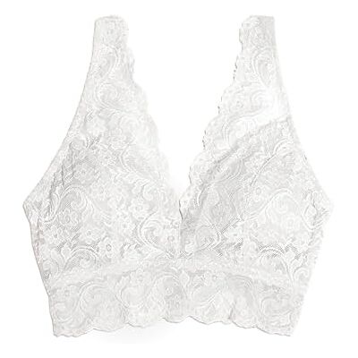 Smart & Sexy Dam Signatur Spets Djup V Bralette BH, Vitt, M Smart & Sexy Dam Signatur Spets Djup V Bralette BH, Vitt, M