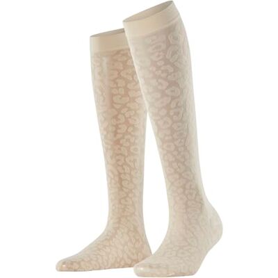 FALKE dam knästrumpor Wild Breed W Kh transparent mönstrade 1 par, vit champagne 2579, 39-42 FALKE dam knästrumpor Wild Breed W Kh transparent mönstrade 1 par, vit champagne 2579, 39-42
