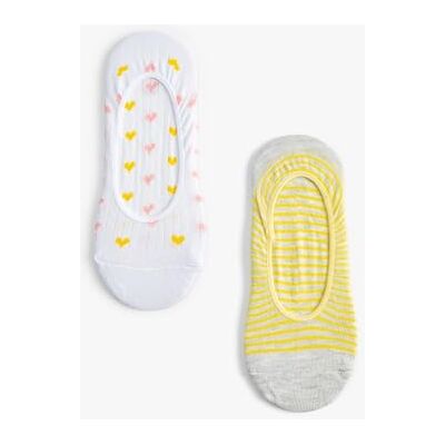 Koton Women Heart 2-pack osynliga strumpor set bomull, Flerfärgad (blandning), One Size Koton Women Heart 2-pack osynliga strumpor set bomull, Flerfärgad (blandning), One Size