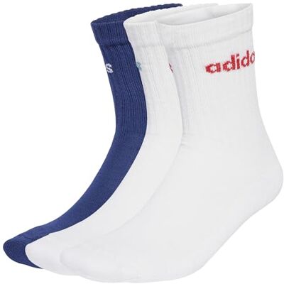 adidas Unisex Vuxen Linear Crew Cushioned Socks 3 Pairs, Dark Blue/White/White, 5-6 Years adidas Unisex Vuxen Linear Crew Cushioned Socks 3 Pairs, Dark Blue/White/White, 5-6 Years