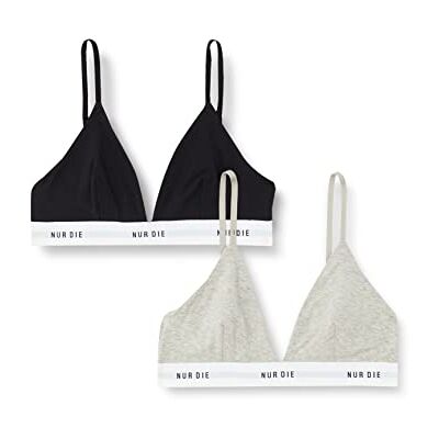 Nur Die Mjuk bh 2-pack sportig utan bygel vadderad steklett dam, Graumelange/svart, 36/38 SE Nur Die Mjuk bh 2-pack sportig utan bygel vadderad steklett dam, Graumelange/svart, 36/38 SE