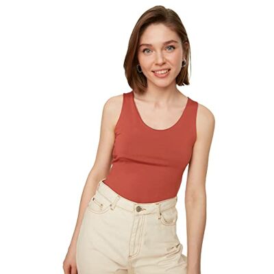 Trendyol Kvinnors cinnamon snap stickad body t-shirt, medium Trendyol Kvinnors cinnamon snap stickad body t-shirt, medium