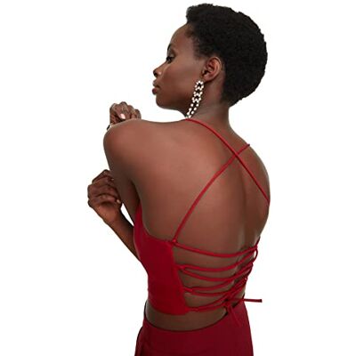 Trendyol Kvinnors hängande priges bustier, plommon, 36 Trendyol Kvinnors hängande priges bustier, plommon, 36