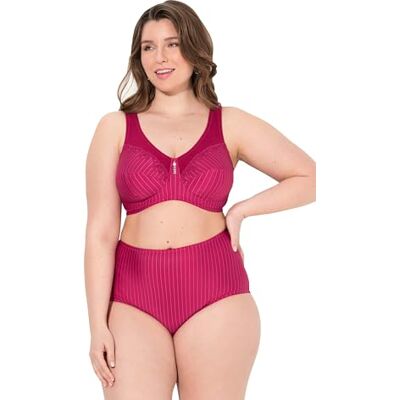 Ulla Popken damer stora storlekar överdimensionerade plus size avlastningsbehå, utan bygel, strass, kopp C – G, fuchsia, 130C Ulla Popken damer stora storlekar överdimensionerade plus size avlastningsbehå, utan bygel, strass, kopp C – G, fuchsia, 130C