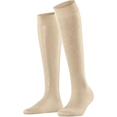FALKE dam knästrumpor Soft Spell W Kh transparent mönstrade 1 par, vit champagne 2579, 39-42 FALKE dam knästrumpor Soft Spell W Kh transparent mönstrade 1 par, vit champagne 2579, 39-42