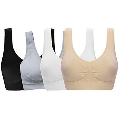 Hiking Gril Sport-bh för kvinnor, låg effekt flerfärgad 3XL, 4-pack, svart, vit, beige, grå, 3XL Hiking Gril Sport-bh för kvinnor, låg effekt flerfärgad 3XL, 4-pack, svart, vit, beige, grå, 3XL