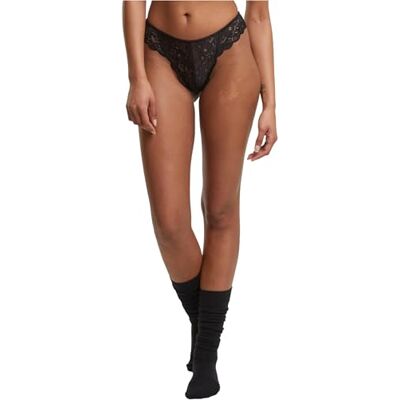 Urban Classics Dam TB7847A-dam allover lace tanga 2-pack underkläder, svart + svart, L, Svart + svart, L Urban Classics Dam TB7847A-dam allover lace tanga 2-pack underkläder, svart + svart, L, Svart + svart, L