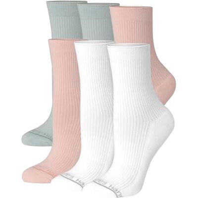 Hanes kvinnors original supermjuka Mid Crew, halvvadderade strumpor, 6-par, rosa, 4-8 UK (förpackning med 6), Rosa, 37-42 EU Hanes kvinnors original supermjuka Mid Crew, halvvadderade strumpor, 6-par, rosa, 4-8 UK (förpackning med 6), Rosa, 37-42 EU