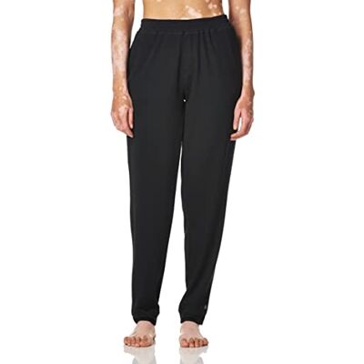 HUE Dam solid fransk frotté manschett lång loungebyxa med fickor pyjamasbotten, Svart, XL HUE Dam solid fransk frotté manschett lång loungebyxa med fickor pyjamasbotten, Svart, XL