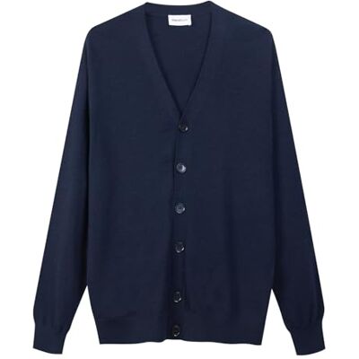 Diana Studio Grundläggande blå herrkofta, 100% merinoull, långärmad, storlek XXL, normal passform, Blå, XXL-3XL Diana Studio Grundläggande blå herrkofta, 100% merinoull, långärmad, storlek XXL, normal passform, Blå, XXL-3XL