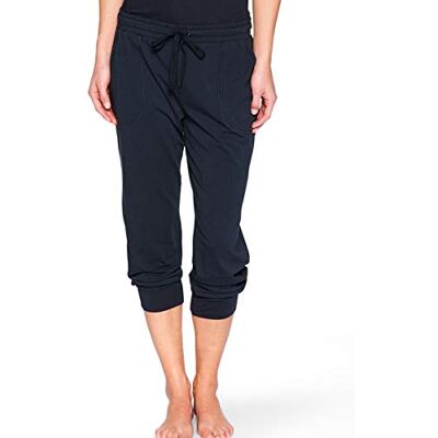 Marc O'Polo Dam loungewear pyjamasbyxor 3/4 långa med manschetter – bomullsblandning, Svart (blå-svart 001), L Marc O'Polo Dam loungewear pyjamasbyxor 3/4 långa med manschetter – bomullsblandning, Svart (blå-svart 001), L