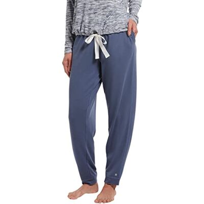 HUE Solid fransk frotté med manschett för kvinnor lång lounge byxa med fickor pyjamasundertill HUE Solid fransk frotté med manschett för kvinnor lång lounge byxa med fickor pyjamasundertill