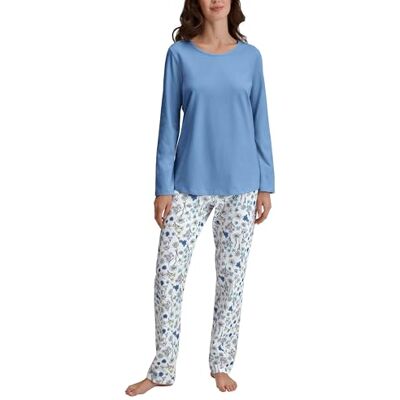 CALIDA Marine Dreams pyjamas, långa kvinnor, mjuk, lättskött, elastisk linning, Riviera Blue, 40-42 CALIDA Marine Dreams pyjamas, långa kvinnor, mjuk, lättskött, elastisk linning, Riviera Blue, 40-42