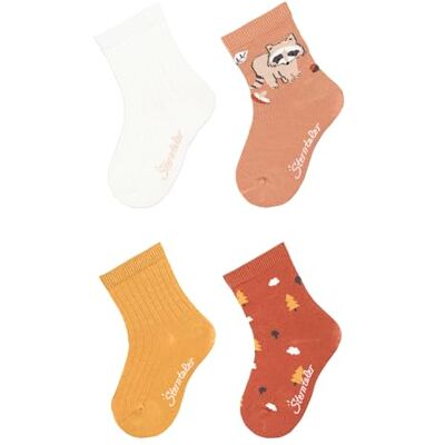 Sterntaler Unisex strumpor 4-pack tvättbjörn, ecru, 18 Sterntaler Unisex strumpor 4-pack tvättbjörn, ecru, 18