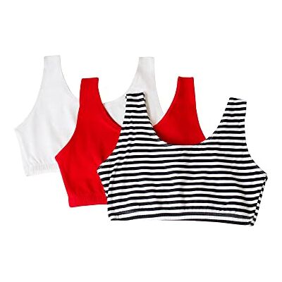 Fruit of the Loom Tank-Style Cotton BH sport-BH, ogenomskinlig (4-pack), Skinny Stripe/Vit/Röd Hot, 36 Fruit of the Loom Tank-Style Cotton BH sport-BH, ogenomskinlig (4-pack), Skinny Stripe/Vit/Röd Hot, 36