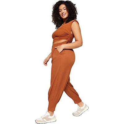 Trendyol Dambyxor med hög midja Skinny Fit Plus Size, Kakel röd, 5XL Stor Trendyol Dambyxor med hög midja Skinny Fit Plus Size, Kakel röd, 5XL Stor