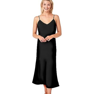 Indigo Sky Samsara lång satin nattlinne, Midnattssvart, 46-48 Indigo Sky Samsara lång satin nattlinne, Midnattssvart, 46-48