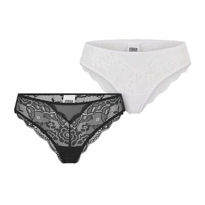 Urban Classics kvinnors TB7664A-kvinnor allover lace brasilianska 2-pack underkläder, svart + vit, L, Svart + vit, L Urban Classics kvinnors TB7664A-kvinnor allover lace brasilianska 2-pack underkläder, svart + vit, L, Svart + vit, L