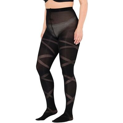 Ulla Popken dam stora storlekar plus size strumpbyxor, ränder, svart, 46-48 Ulla Popken dam stora storlekar plus size strumpbyxor, ränder, svart, 46-48