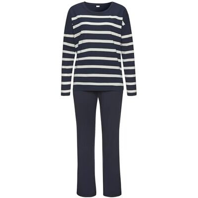 s.Oliver lång pyjamas för kvinnor i maritim randig look, Blå vit, 36-38 s.Oliver lång pyjamas för kvinnor i maritim randig look, Blå vit, 36-38