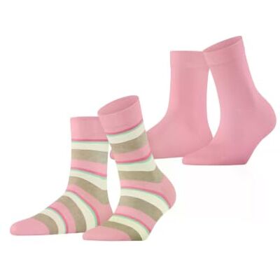 ESPRIT Damstrumpor Crochet Stripe 2-pack W så bomull mönstrad 2 par, rosa flamingo 0020, 39-42 ESPRIT Damstrumpor Crochet Stripe 2-pack W så bomull mönstrad 2 par, rosa flamingo 0020, 39-42