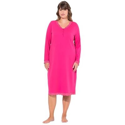 Ulla Popken dam, spets, V-hals, långärmad nattlinne, rosa, 46, ROSA, 46 Ulla Popken dam, spets, V-hals, långärmad nattlinne, rosa, 46, ROSA, 46
