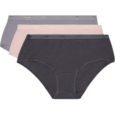 Dim Boxer dam Eco bomullsfickor extra platta ytbehandlingar x3, Mullvad/rosa/grå, XL Dim Boxer dam Eco bomullsfickor extra platta ytbehandlingar x3, Mullvad/rosa/grå, XL