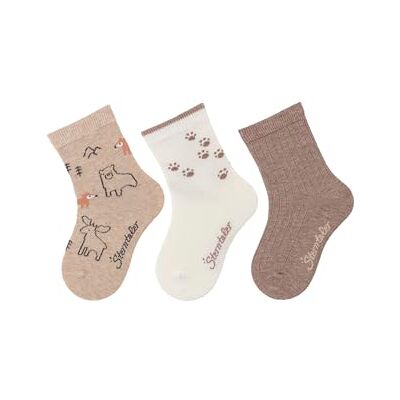 Sterntaler Unisex strumpor 3-pack skogsdjur, Beige, 18 Sterntaler Unisex strumpor 3-pack skogsdjur, Beige, 18