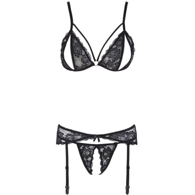 COTTELLI LINGERIE Spets Suspender Set XL Svart COTTELLI LINGERIE Spets Suspender Set XL Svart