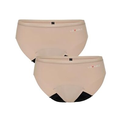 Lovable Menstruationscykeltrosor mellanflöde osynlig period trosor tvåpack dam x2, Puder, XS Lovable Menstruationscykeltrosor mellanflöde osynlig period trosor tvåpack dam x2, Puder, XS