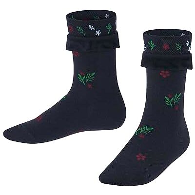 FALKE Unisex barn lantlig blomma hållbar bomull ull halvhög med mönster 1 par strumpor, blå (Midnight 6414), 23–26 FALKE Unisex barn lantlig blomma hållbar bomull ull halvhög med mönster 1 par strumpor, blå (Midnight 6414), 23–26